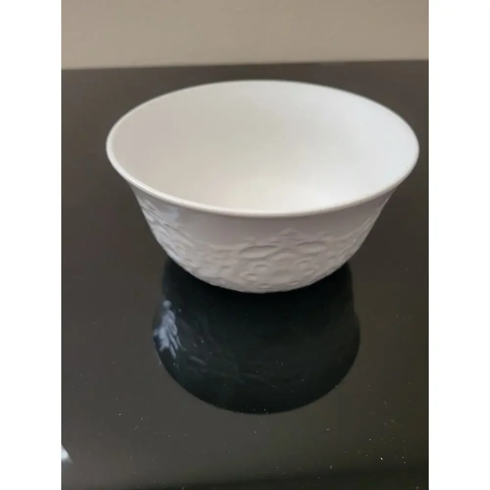 Gibson Elite Pasta Bowl Adults 6in White Raised Floral Elegance Ceramic Bowl